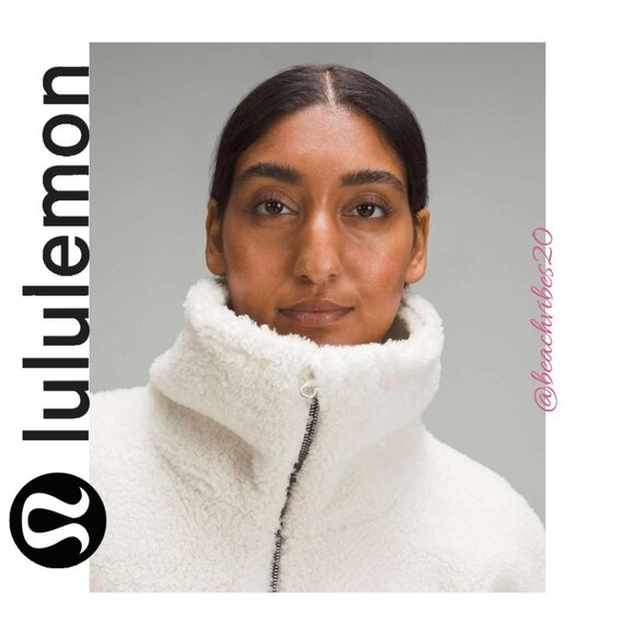 LULULEMON ATHLETICA Cinchable Fleece Zip-Up Bone 8 EUC - Picture 4 of 7